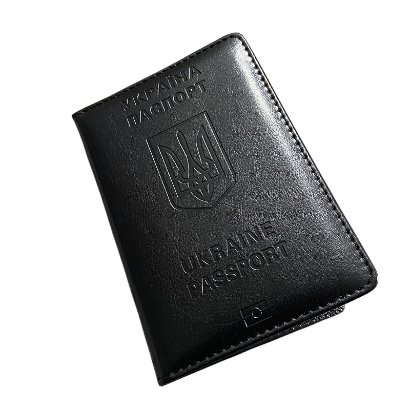 Men'S Accessories Wallet - Ukrainian Passport Holder Men Black Pu