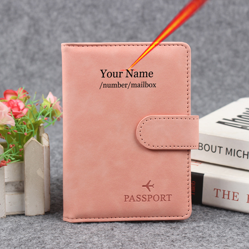 Men'S Accessories Wallet - Magnetic Button Passport Cover Customize Name