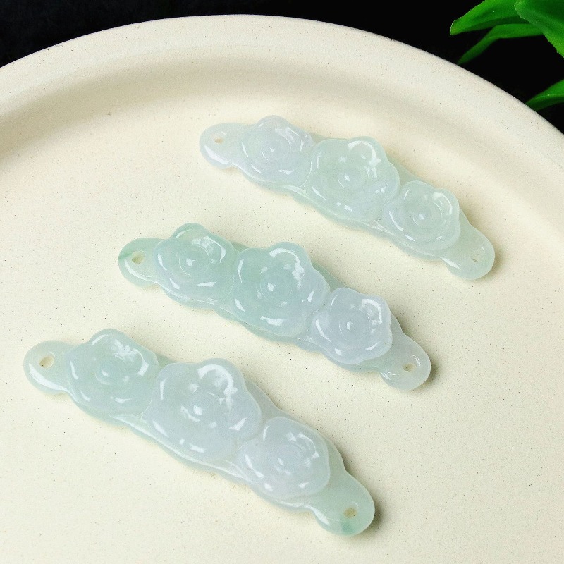 Men Accessories Hand - 1pc Natural Jadeite Emerald Flower Hand