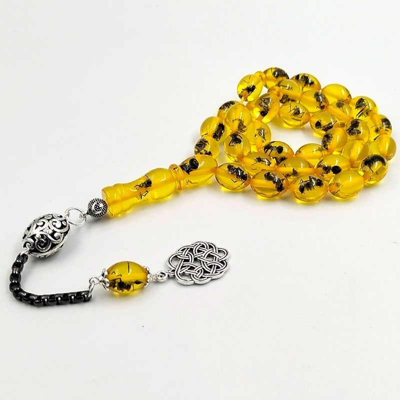 Men Accessories Hk - Tasbih men Yellow resin Real insect