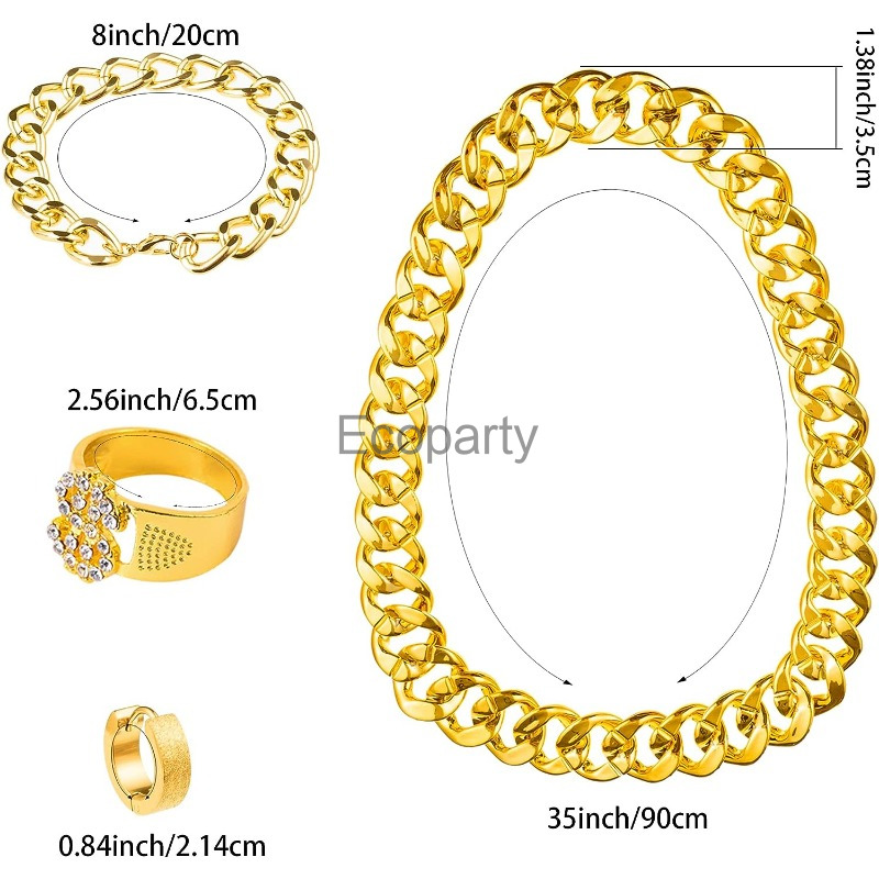80s 90s Hip Hop Costume Access - Men Accessories Ring And Bracelet recension och pris