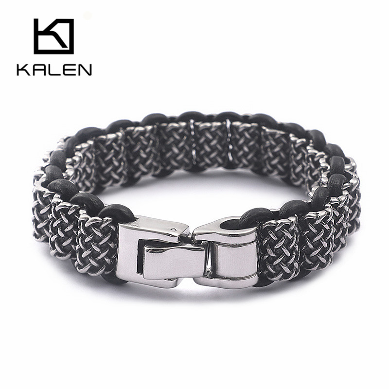 KALEN Vintage Black Leather Li - Men Accessories Ring And Bracelet recension och pris