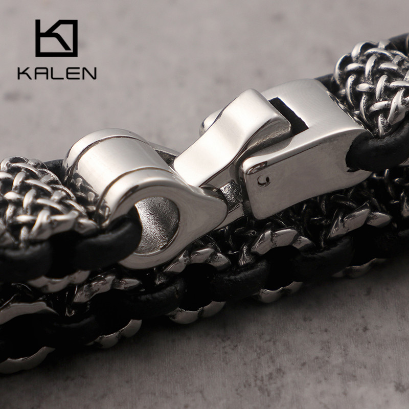KALEN Vintage Black Leather Li - Men Accessories Ring And Bracelet recension och pris