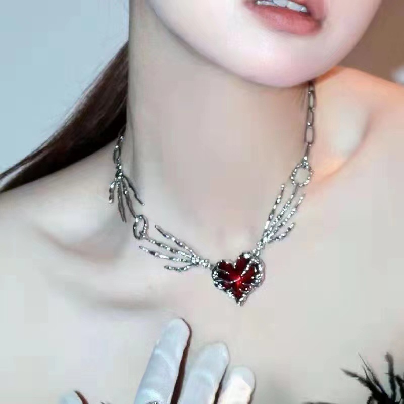 Gothic Vintage Y2K Red Glass H - Men Accessories Aesthetic recension och pris