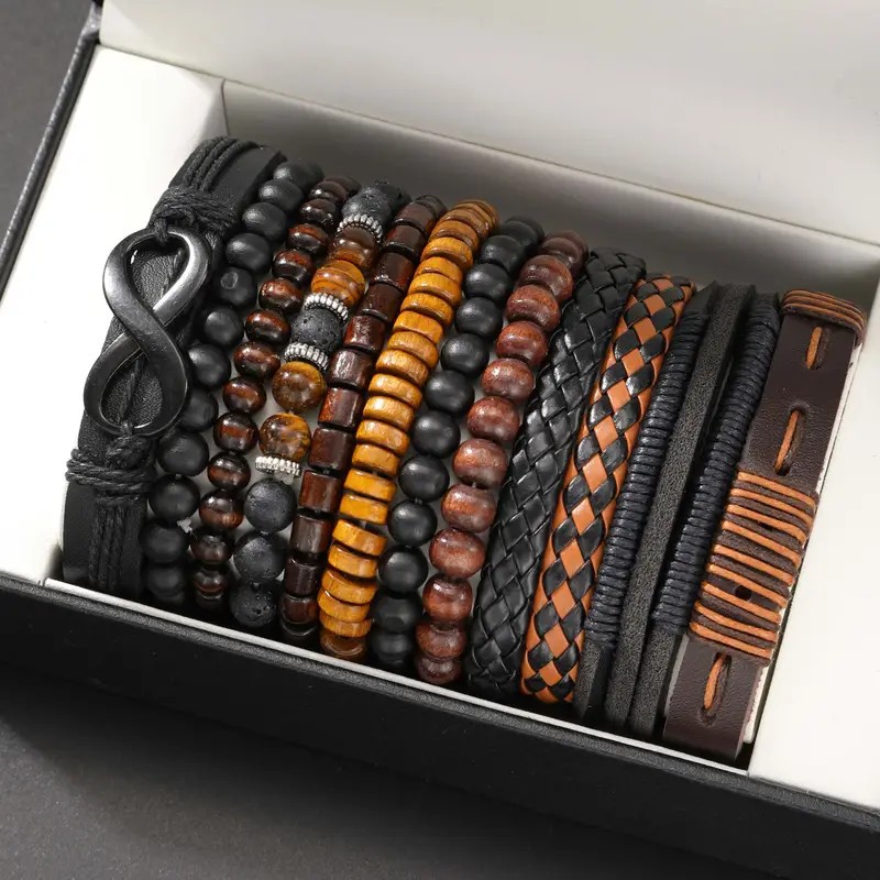 12 Pieces Vintage Woven Faux L - Men Accessories Ring And Bracelet recension och pris