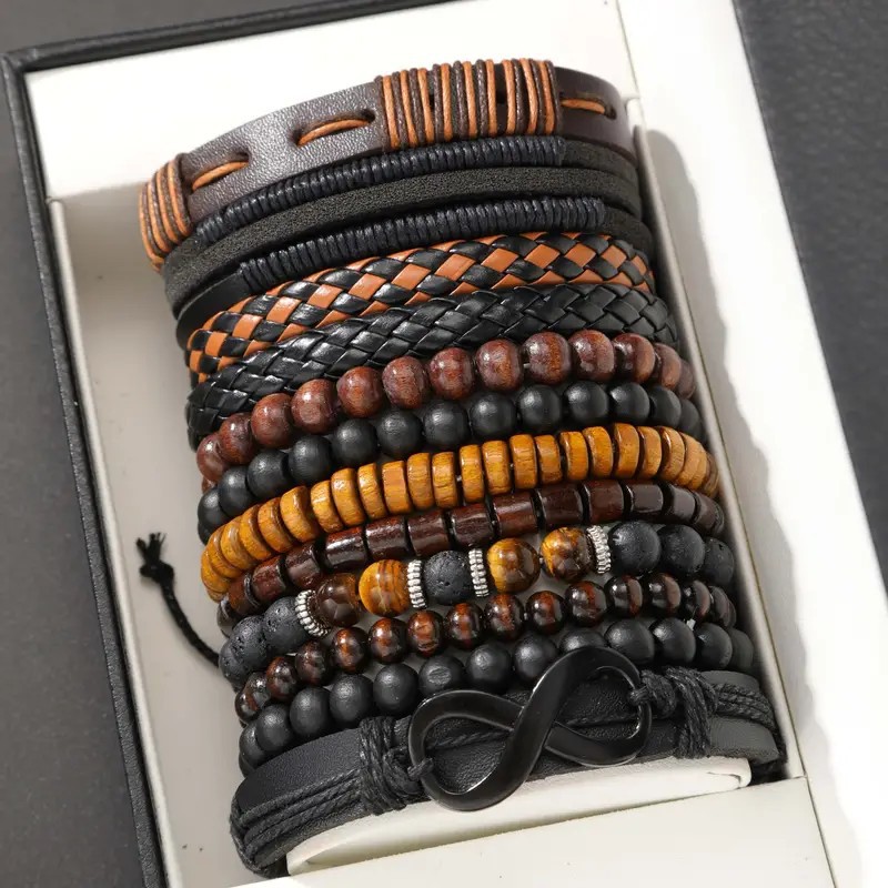12 Pieces Vintage Woven Faux L - Men Accessories Ring And Bracelet recension och pris