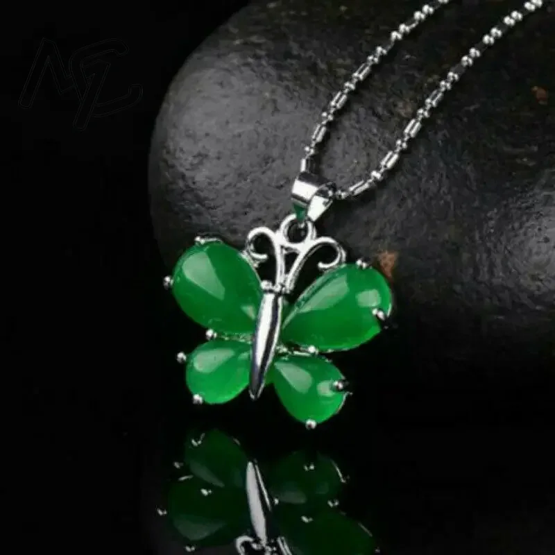 S925 Silver Green Jade Butterf - Men Accessories Hand recension och pris