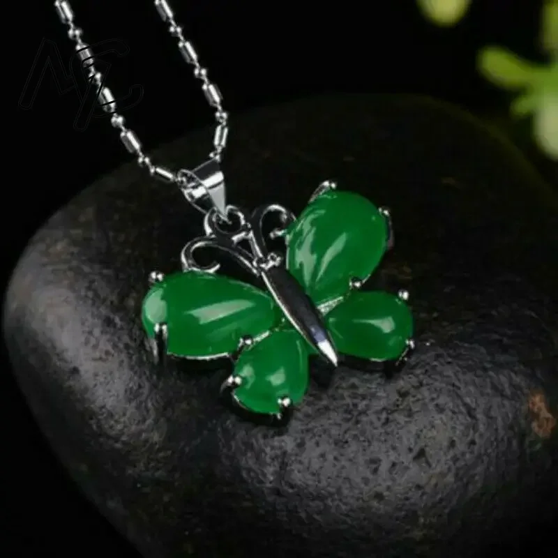 S925 Silver Green Jade Butterf - Men Accessories Hand recension och pris