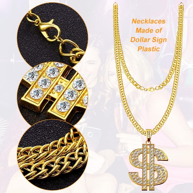 5pcs Hip Hop Costume kit,80s F - Men Accessories Ring And Bracelet recension och pris